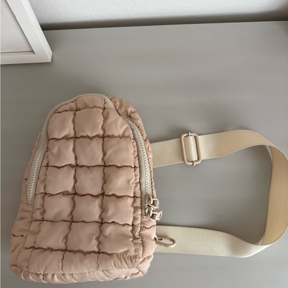 Sol & Selene Quilted Tan Crossbody Sling Bag